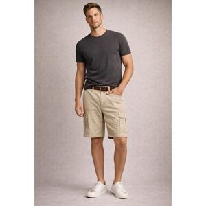 CABELAS Comfort Cargo Shorts Mens 38 Khaki Outdoor Hiking Utility NWT